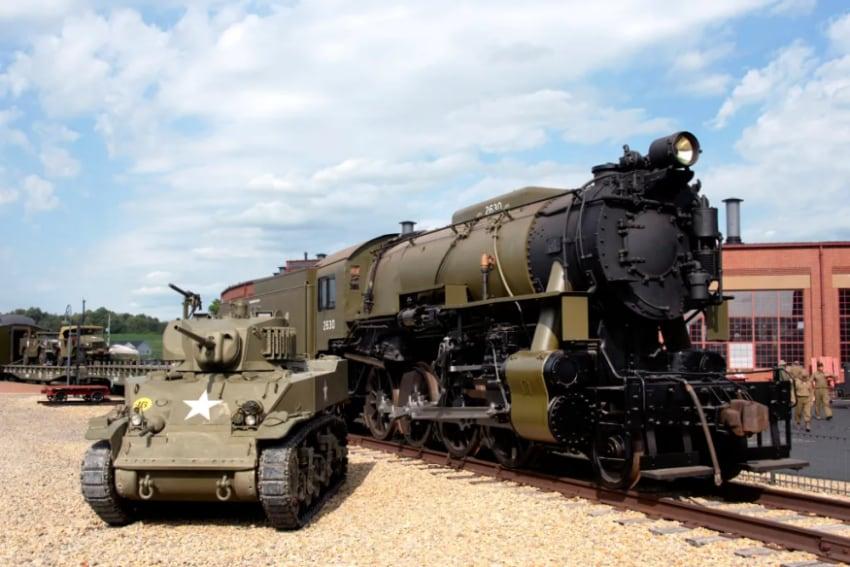 Military steam engine at Age of Steam Roundhouse